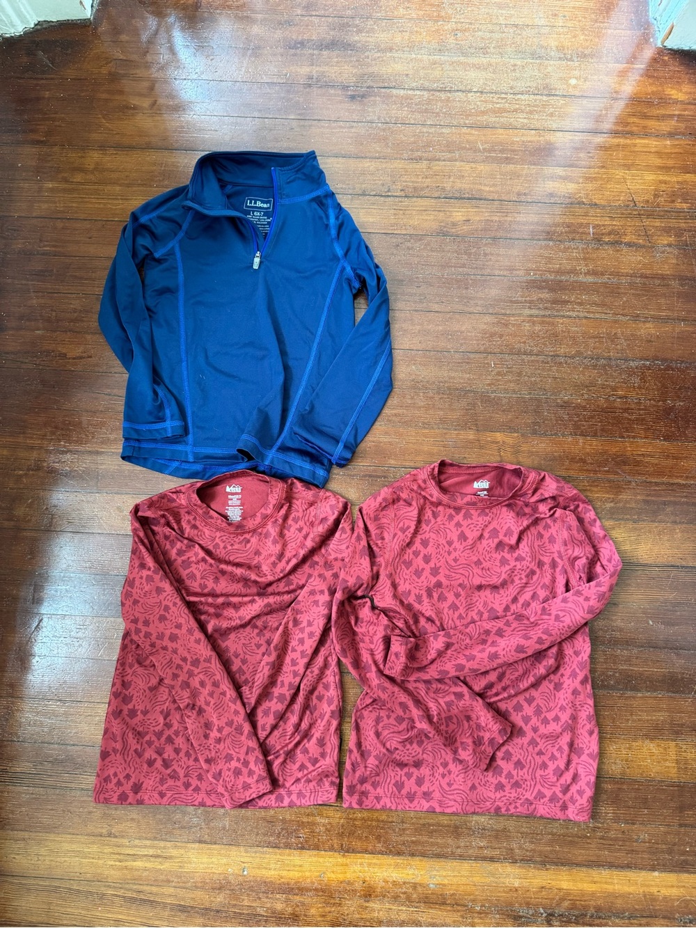 Kids - Base Layers: Quarter-Zip Pullover with Two REI Red Patterned Long-Sleeves
